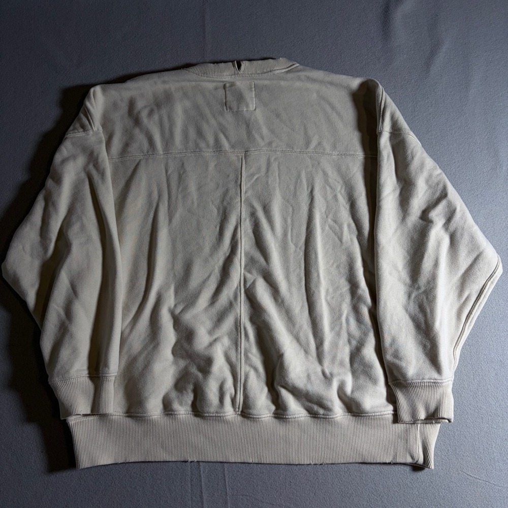 Aerie Womens Large Cream Love Embroidered Oversized Crewneck Sweatshirt Tan L - Picture 2 of 5